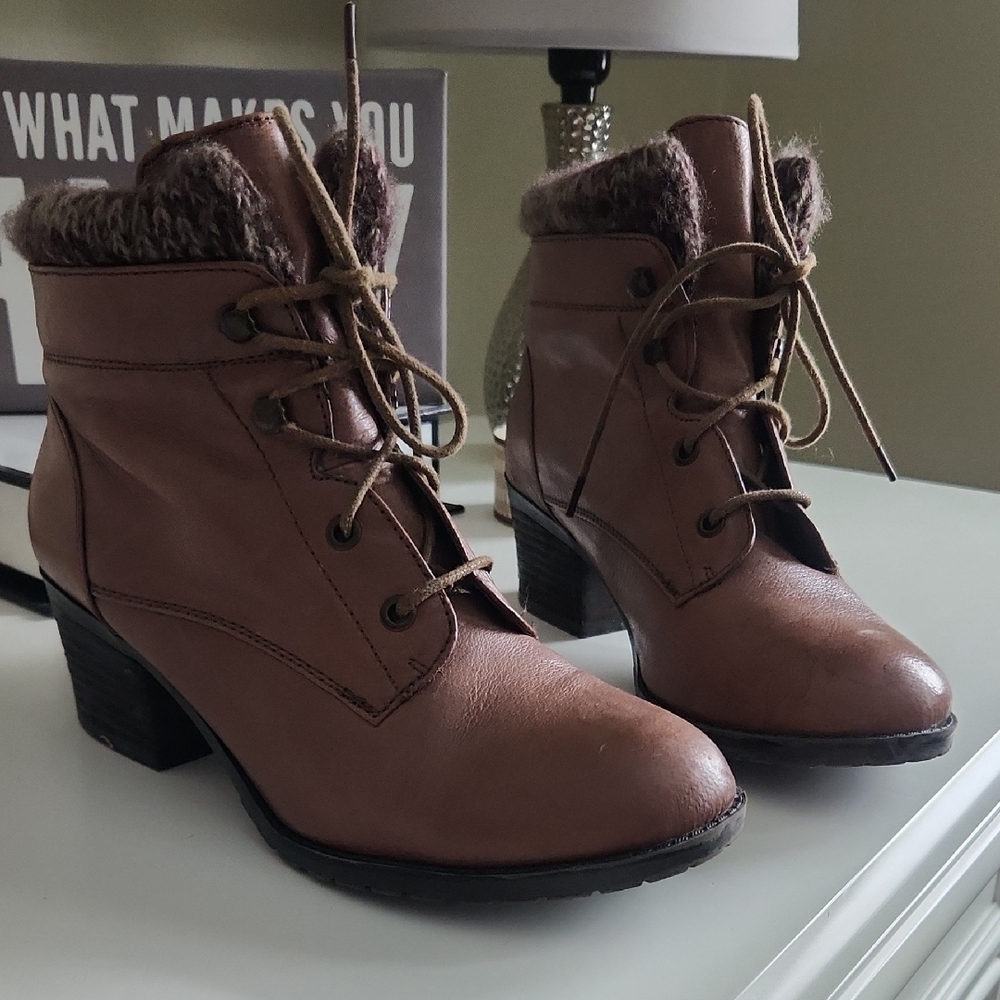 Brown Lace-Up Ankle Boots